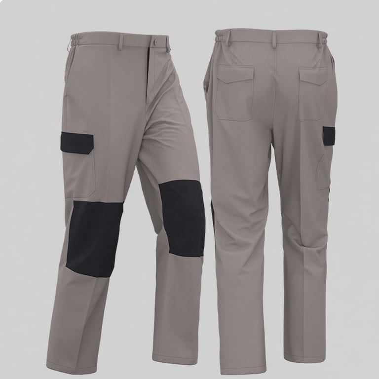 Enjoytime Mens Work Pants Patchwork Elastic Waist Plus Size