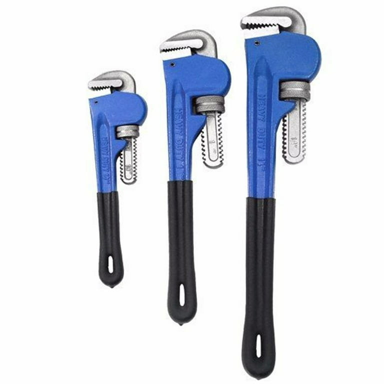 Stalwart 3-Piece Heavy Duty Pipe Wrench Set with Storage Pouch