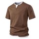 thumbnail image 1 of pstuiky camisetas de hombre, Camiseta básica de manga corta para hombre, de talla grande, con cuello doble, holgada, de color liso camisas casuales para hombre s, 1 of 4