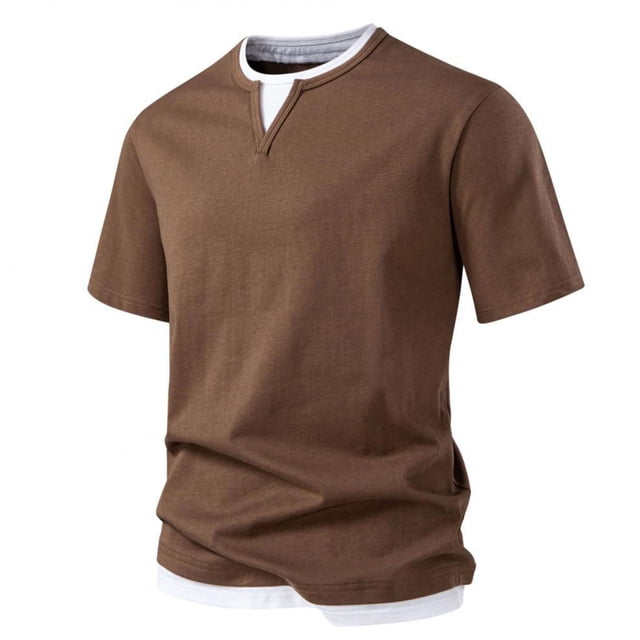 pstuiky camisetas de hombre, Camiseta básica de manga corta para hombre, de talla grande, con cuello doble, holgada, de color liso camisas casuales para hombre xl