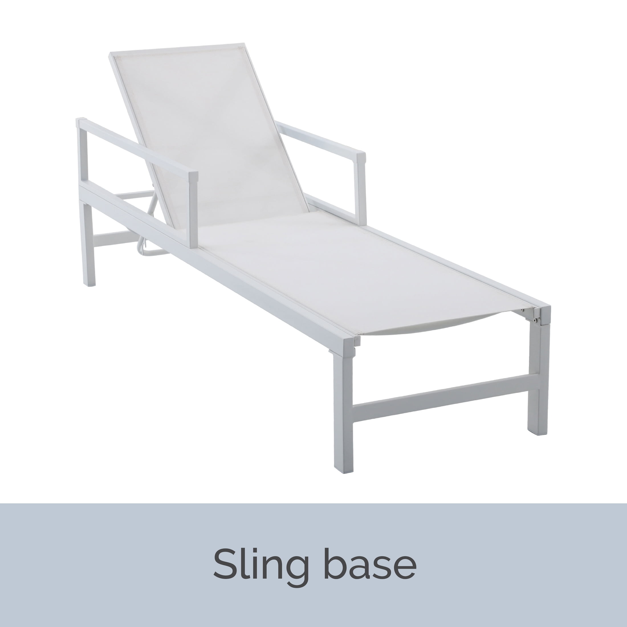 My Texas House Cambria Steel Outdoor Chaise Lounge, Blue Cushions with White Frame