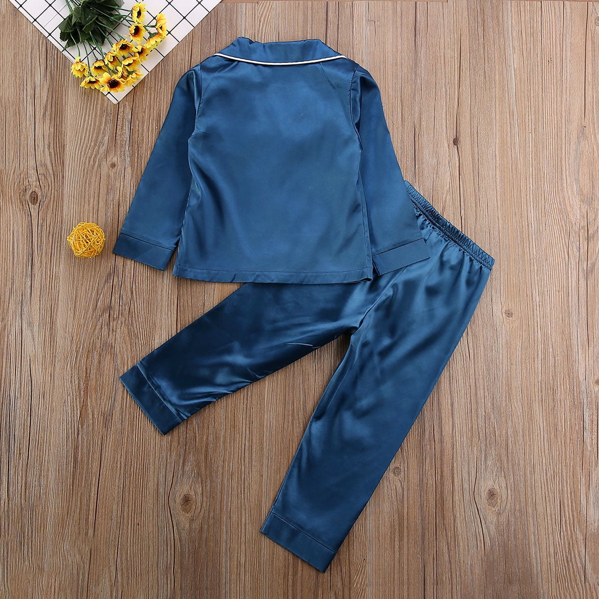 Gupgi Kids Pyjamas Silk Satin Tops Pant Autumn Long Sleeve Sleepwear Nightwear Childrens Pajama Set Other
