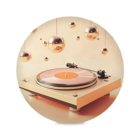 

Round Placemat Set 15.4 Inch Diameter Table Mats Heat-Resistant Decorative for Dining Tables Orange Vinyl Record