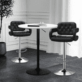 thumbnail image 3 of MoNiBloom 3 Piece Bar Dining and Chair Set, 31.5" Round Cocktail Table and PU Leather Bar Stools with Hollow Upholstered for Home, 3 of 11
