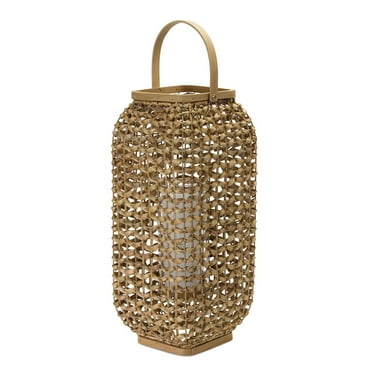 Home Decorative Lantern 20"H Wicker, Glass