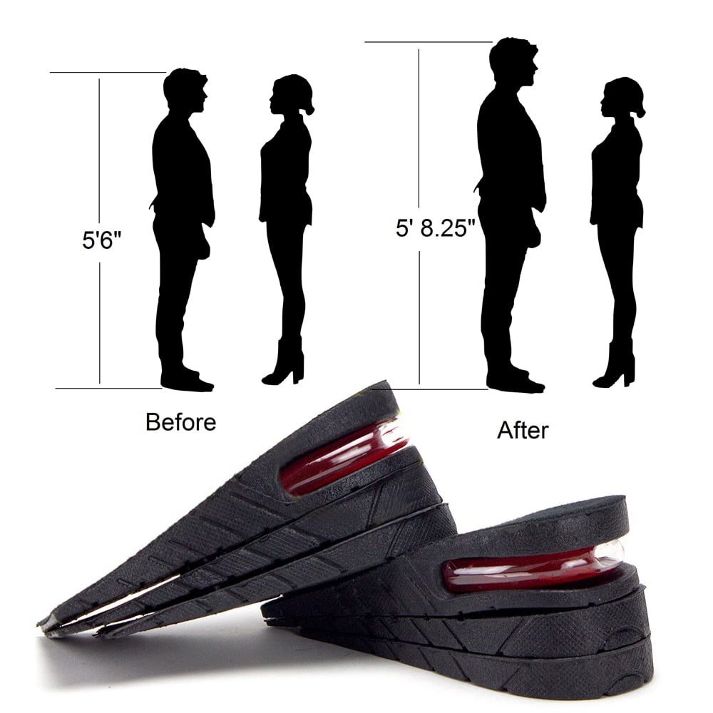 3-Layer 6cm Shoe Insole AIR Cushion Heel Insert Increase Taller Height Lift  US 