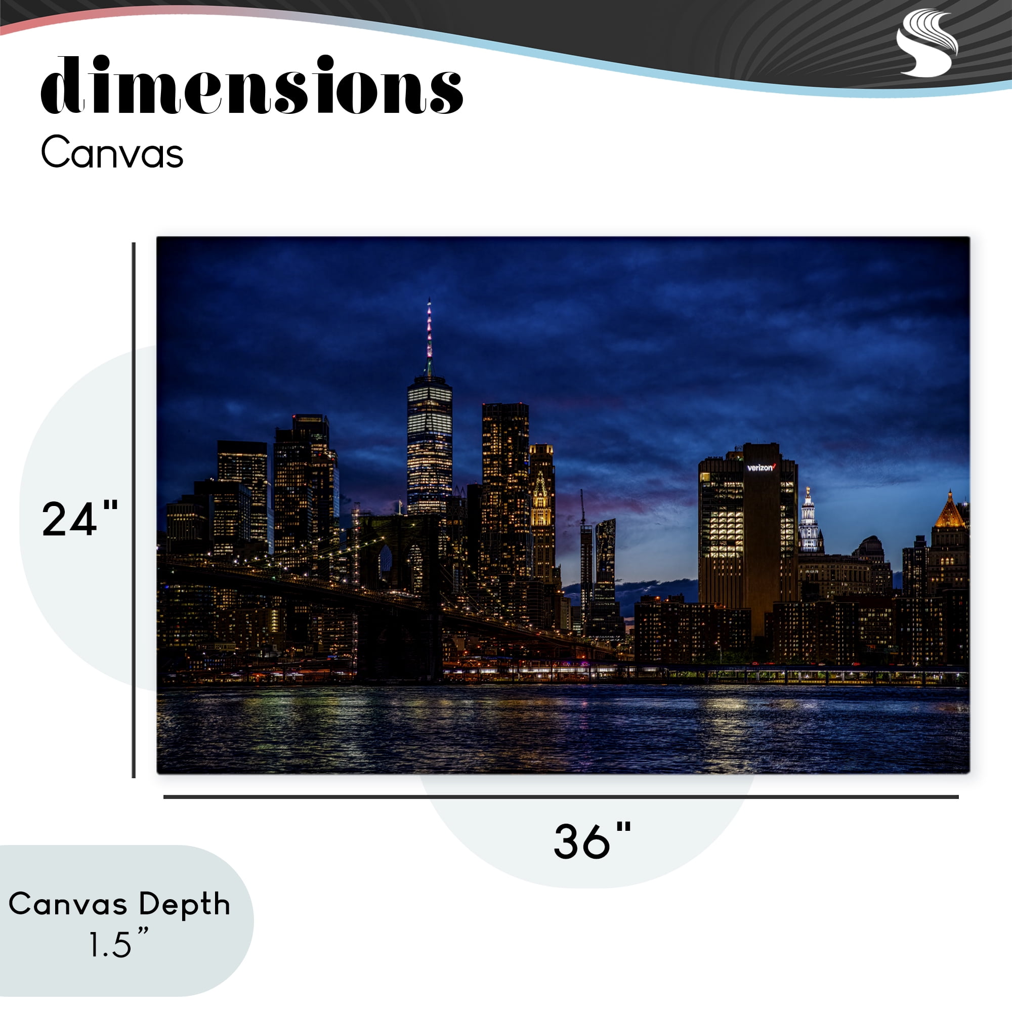 Stupell Industries Brooklyn Bridge at Night Canvas Wall Art, design by Tim West