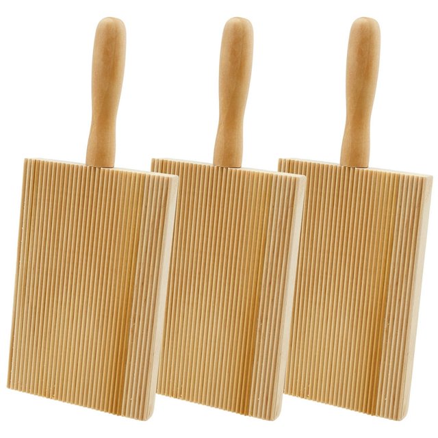 Lindbes 3Pcs Wooden Gnocchi Boards With Ridged Texture Reusable Cavatelli Pasta Boards Multipurpose Gnocchi Rolling Boards With Comfortable Handle for Gnocchi Pasta Dumplings Macaroni