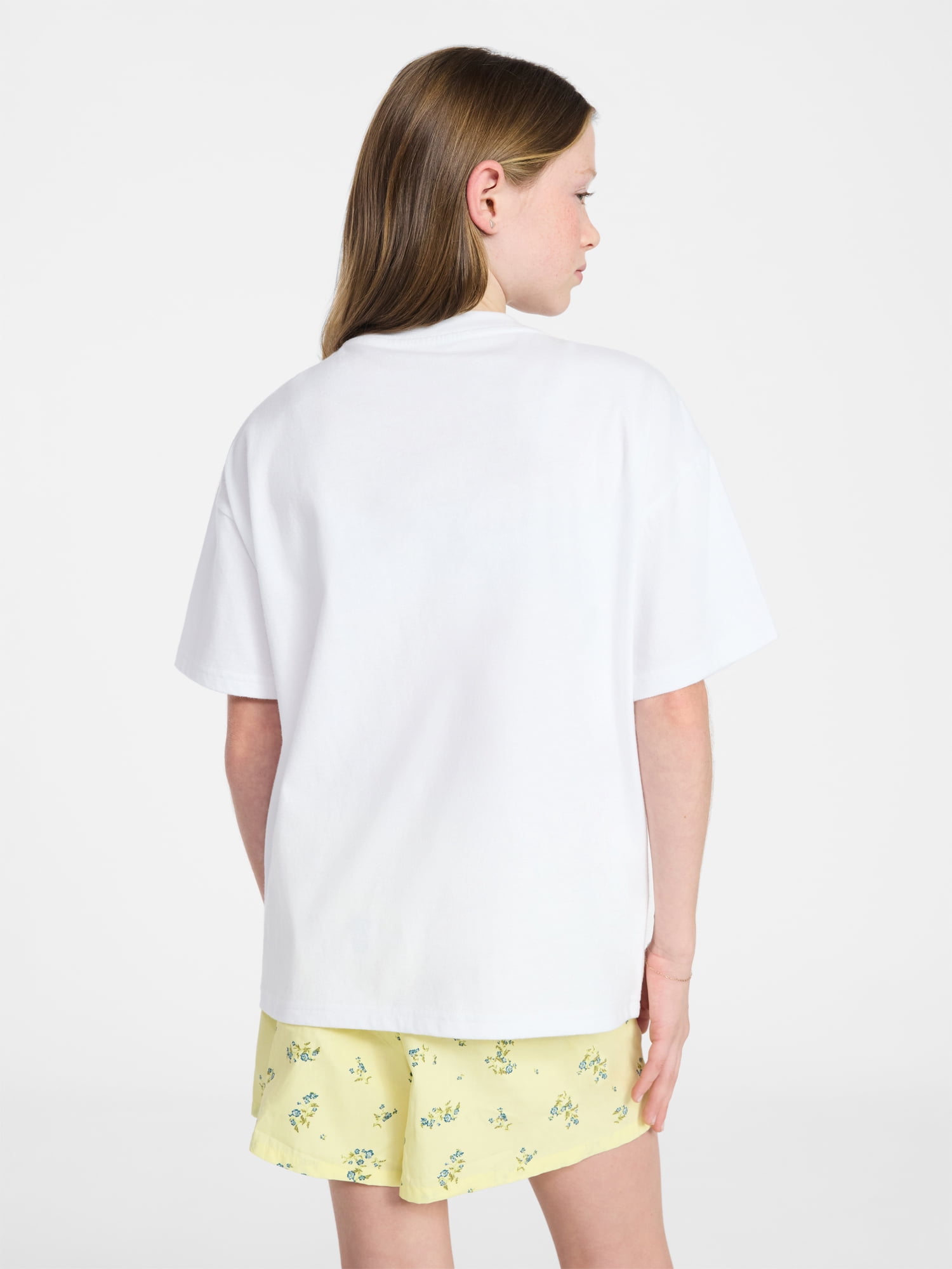 Weekend Academy Girls Oversized Graphic Tee with Short Sleeves, Sizes 4-18