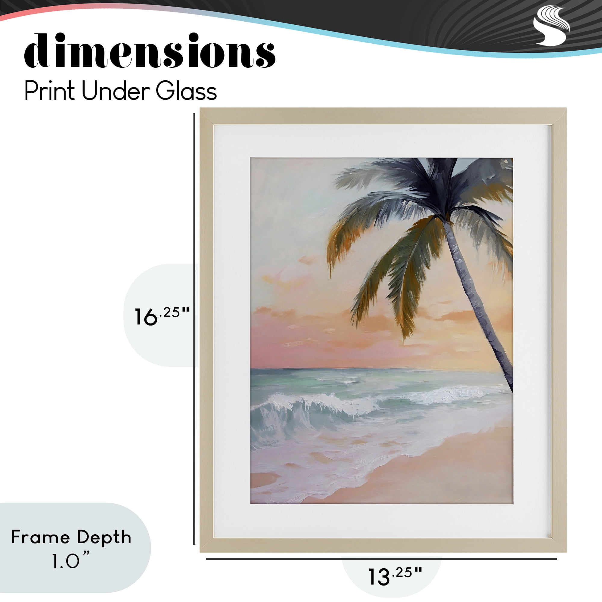Stupell Industries Tranquil Sunset & Beach Palm Birch Framed Print Under Glass, design by Creative Studio