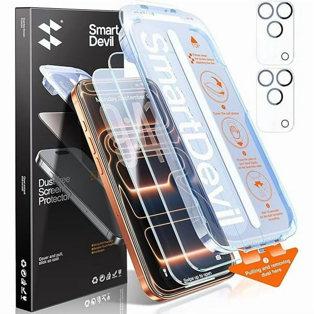wonima11 SMARTDEVIL 2+2 Pack for iPhone 17 Pro Max Screen Protector with Camera Lens Protector, Tempered Glass, HD Clear Film, Easy Installation, Dust-Free & Bubble-Free