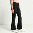 thumbnail image 5 of Atogsazn Kids Girls Flare Leg Pants Childrens Casual Button Yoga Leggings Gym Trouser with Pocket Black 7-8 Years Fashion, 5 of 7