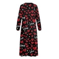 thumbnail image 5 of Xoenoiee Heart Love Print Nightgown for Women Holiday Sleepwear Long Nightshirt Valentine's Day Full Length Louge Dress V Neck Nightdress, XL, 5 of 7