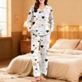 thumbnail image 6 of Youpwaven Valentines Pajamas Set for Womens Heart Print Soft Breathable Milk Silk Button up Collared Sleepwear, 2-Piece, Size L, 6 of 6