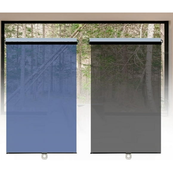 Daytime Roller Blinds One-Way See Through Curtain Suitable for Office No Drill Installation to Window Frames or Glass Mirrored Roller Shades Window Tinting Privacy Film(Blue,W 55.1xH 59.1'')
