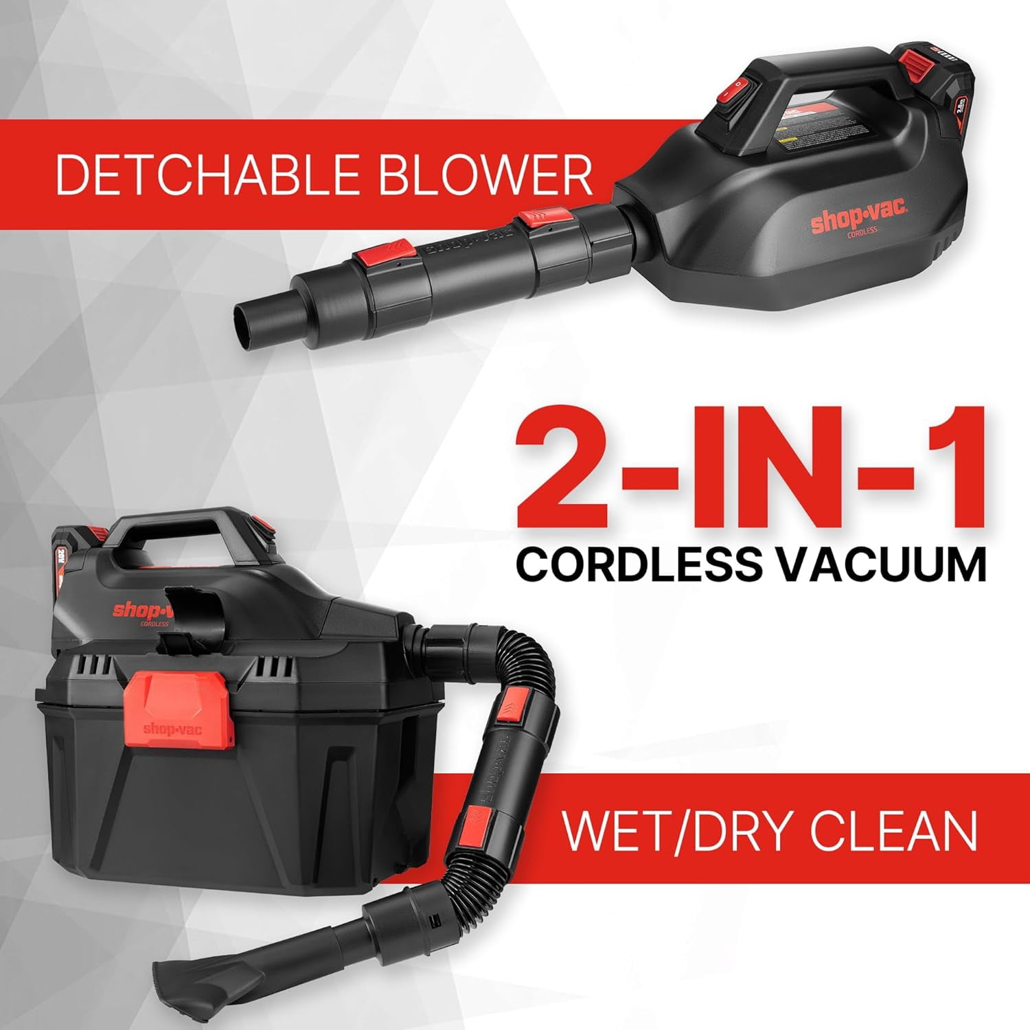Shop-Vac 2-Gallon 20V Cordless Wet Dry Vacuum with Detachable Blower