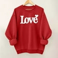 thumbnail image 2 of safuny Women Valentine Crewneck Sweatshirt Relaxed Lettering Heart Design Soft Comfortable Top For Valentine Celebrations And Daily Wear Red M, 2 of 5