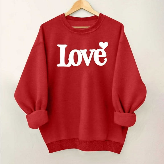 Elvqul Womens Sweatshirts Graphic Loose Fashion Sweatshirts Crew Neck Hoodies Fashionable Long Sleeve Tops for Ladies Valentines