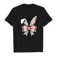 thumbnail image 4 of Tisuna Girls Easter T Shirt Toddler Bunny Print Short Sleeve Crew Neck Tops Soft Lightweight Little Girls Festival Summer Tee Shirts Black Size 6-7 Years, 4 of 4