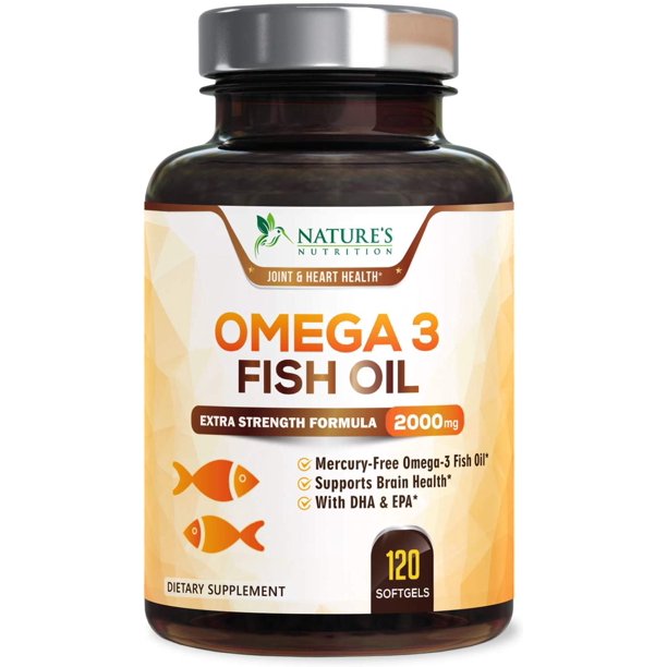 Nature's Nutrition Fish Oil Omega 3 Supplement Extra Strength DHA & EPA