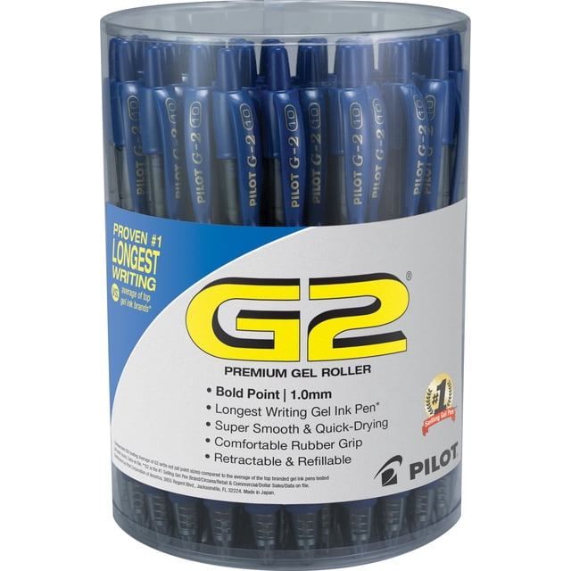 Bolígrafos de gel PILOT G2 azul punta gruesa de 1 mm, tubo de 48