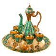 thumbnail image 3 of Luxury Turkish Coffee Pot Set with Tea Cup Drinkware Teapot Set Storage Tray for Aureate and Green, 3 of 8