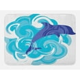 thumbnail image 1 of Dolphin Bath Mat, Abstract Representation of Waves Aqua Life Soft Color Image Nature Scenes, Non-Slip Plush Mat Bathroom Kitchen Laundry Room Decor, 29.5 X 17.5 Inches, Violet Blue Sky Blue, Ambesonne, 1 of 2