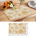 thumbnail image 6 of Yellow Coastal Summer Placemats Set of 6 Coral Shell Starfish Vintage Place Mats Indoor Wipeable Table Mats Washable Cloth Dining Table Placemats for Kitchen Holiday Party Home Decor 13x19 Inch, 6 of 9