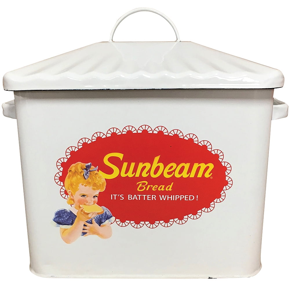 Sunbeam White Enamel Bread Box Made of Metal and Intentionally