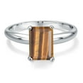 thumbnail image 3 of Gem Stone King PLAT-900 Platinum Brown Tiger Eye Engagement Ring for Women | 2.00 Cttw | Emerald Cut 9X7MM | Gemstone Birthstone | Size 9, 3 of 6