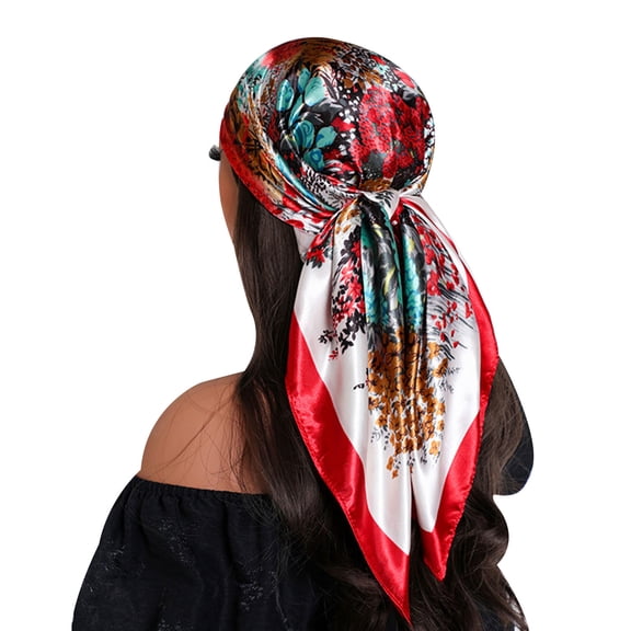 Large Square Headscarf 90x90cm Hair Bandanas Neck Scarves Stylish Soft Artificial Silk for Sleep Beach Daily Wear Parties Decoration