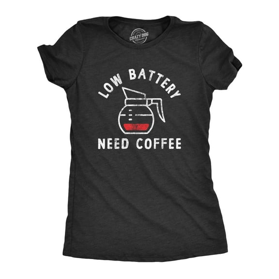 Womens Low Battery Need Coffee T Shirt Funny Sarcastic Low Power Bar Tee for Ladies Womens Graphic Tees