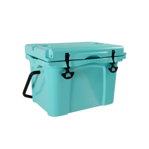 25QT Portable Insulated Hard Cooler with Bottle Opener, Cup Holder, Forming Ruler for Travel Beach Camping Fishing(Turquoise)