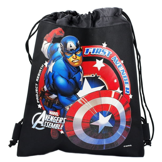 Marvel Captain America Character Authentic Licensed Black Drawstring