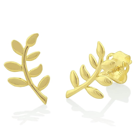 Vinali 14K Solid Gold Small Flower Vine Stud Earrings - 0.39in