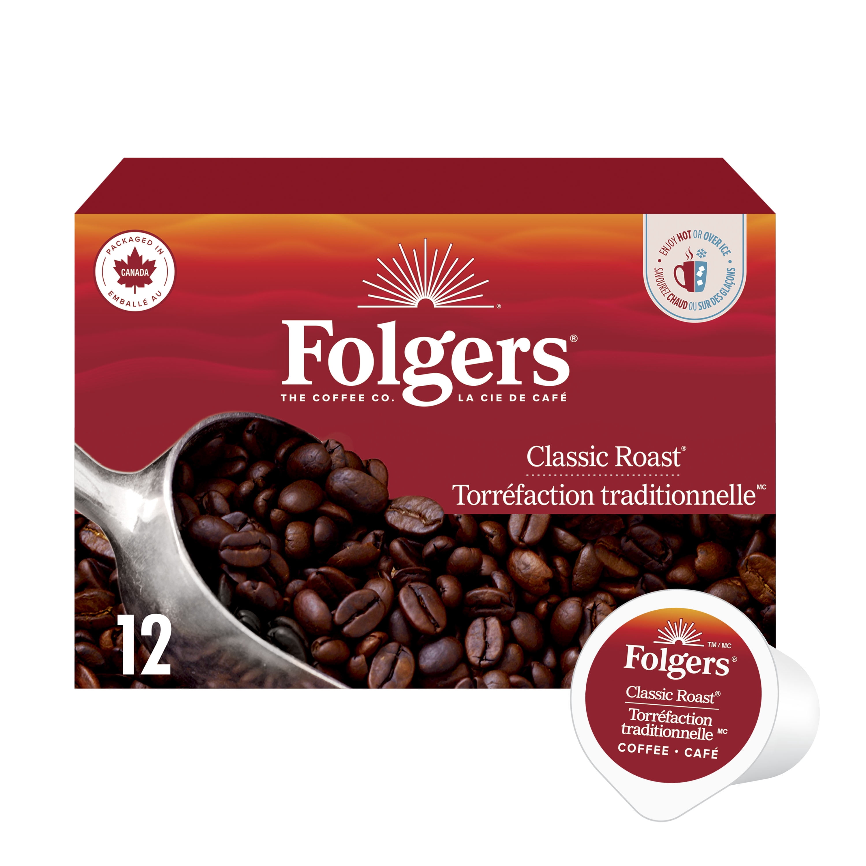 Folgers Classic Medium Roast K-Cup Coffee Pods, 12 Pods