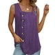 thumbnail image 2 of Camiseta sin mangas para mujer, cuello cuadrado, holgada, plisada con botón para verano para salir, 2 of 6