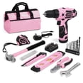 thumbnail image 1 of Juego de herramientas WORKPRO 12 V, destornillador inalámbrico rosa, 61 piezas con bolsa, 1 of 8