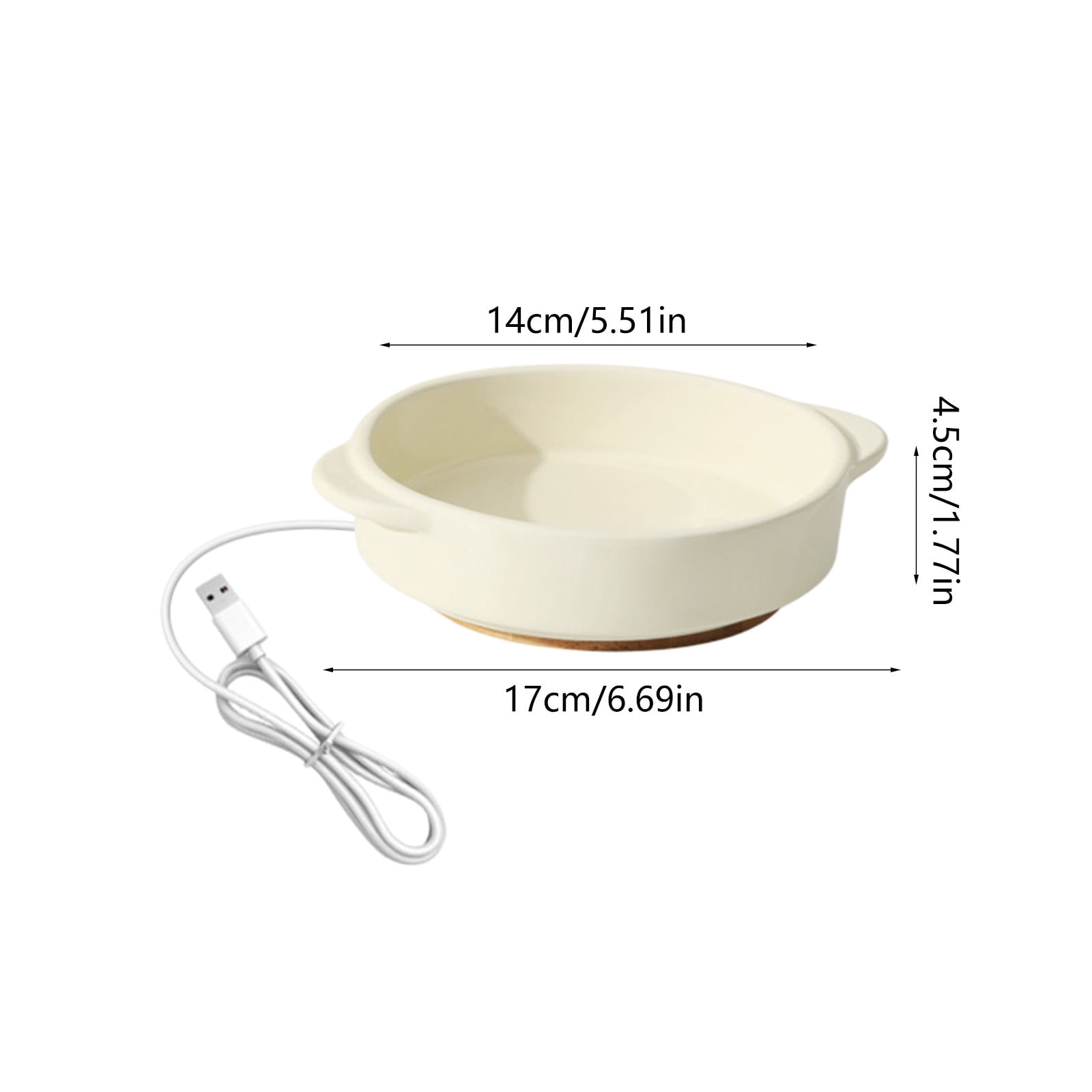 USB Heated Ceramic Pet Water Bowl for Cats and Dogs, Constant Temperature Warm Water Dish Winter Use, Thermostatic USB-Powered