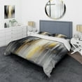 thumbnail image 1 of Designart "Black and Yellow Geometric Abstraction II" Animals Bedding Covert Set - Abstract Geometric Black Abstract Bed Set With 2 Shams, 1 of 6