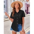 thumbnail image 5 of Zeagoo Shirts for Women Button Down Linen Cotton 100% Casual Shirts Short Sleeve Tops Business Blouses, 5 of 7