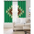 thumbnail image 2 of Green Brown Boho Blackout Curtains, Light Blocking Print Window Curtains, Country Simple Abstract Ethnic Geometric Thermal Insulated Window Drapes for Living Room 2 Panels, 55"W x 39"L, 2 of 9