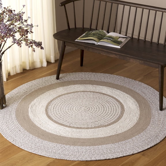 Safavieh Braided Dervla Striped Reversible Area Rug, Beige/Ivory, 5' x 5' Round