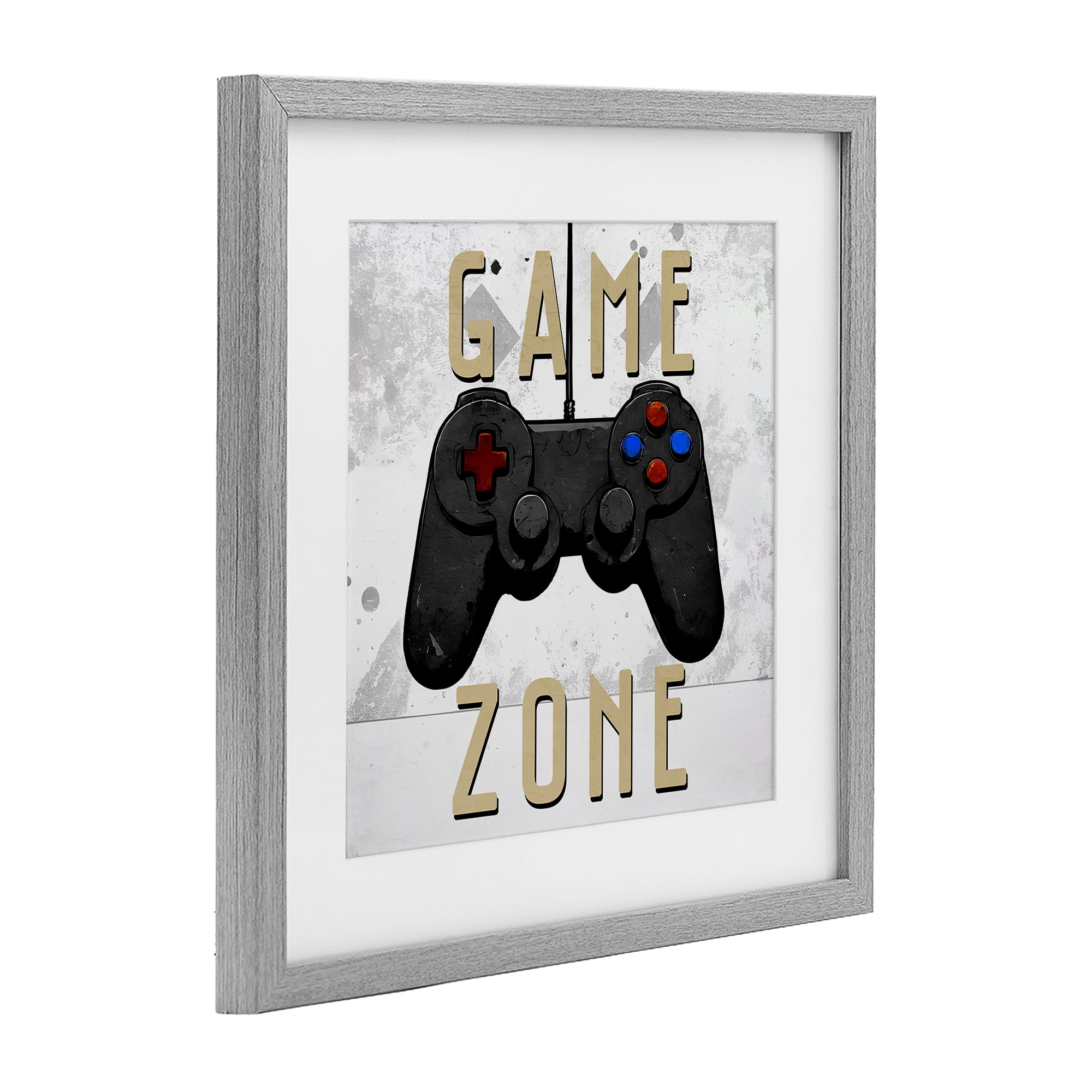 Stupell Industries Game Zone Control Gray Framed Print Under Glass, design by Kim Allen