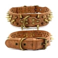 thumbnail image 1 of El Potente Collar para Perros con Grandes Tachuelas, Protege el Cuello del Perro de Mordeduras. (Marrón S) - Se adapta a perros medianos y grandes, 1 of 5