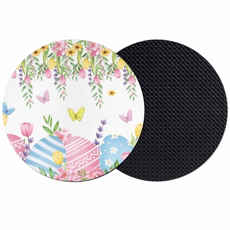 Easter Eggs Coasters Set of 2 Absorbent Coasters for Drinks Spring Watercolor Tulips Flower Leaf Plant Coaster for Desk Coffee Table Protection Home Decor House Warming Gifts 4