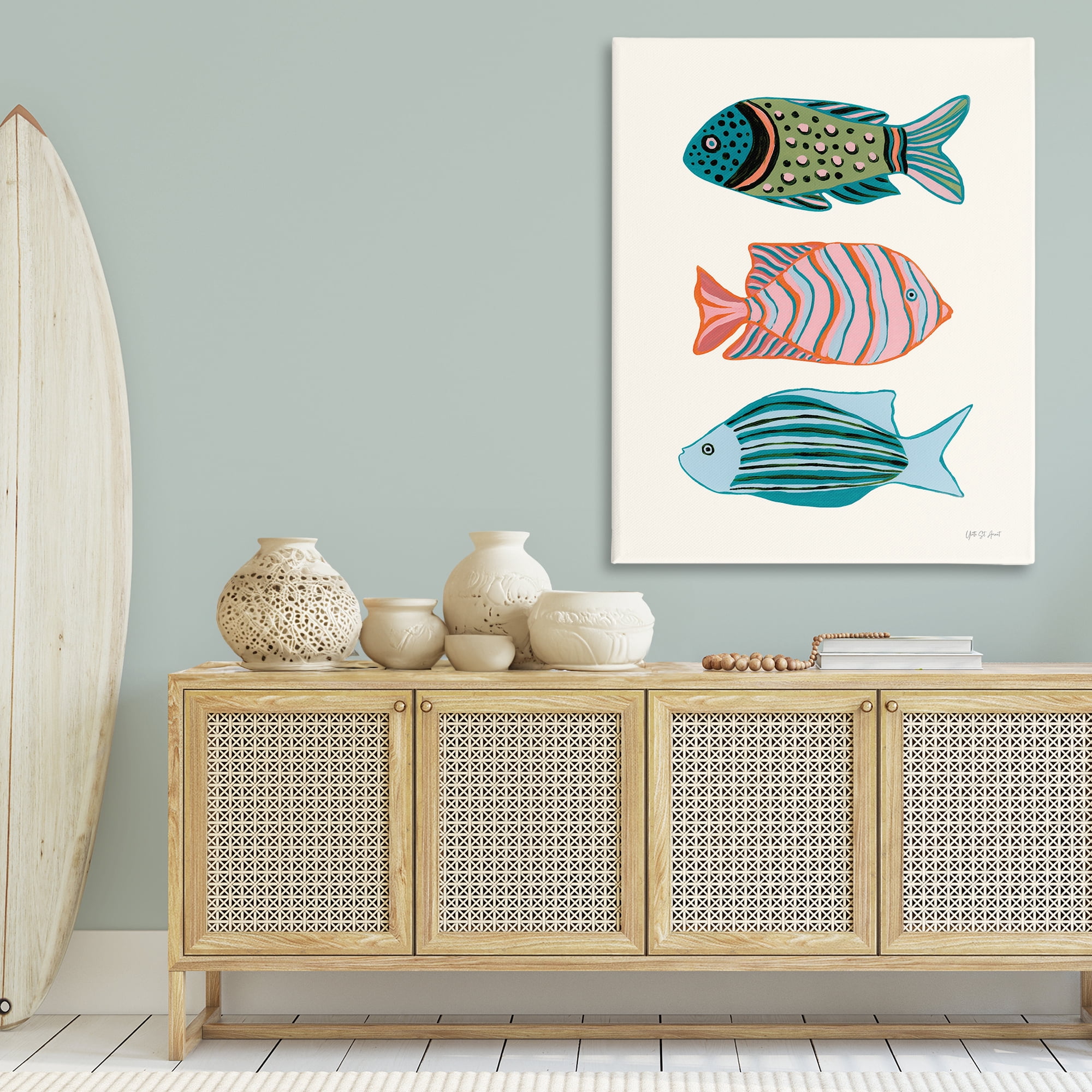 Stupell Industries Bright Tropical Fish Nautical & Beach Painting Wrapped Canvas Art Print Wall Art, 36 x 48