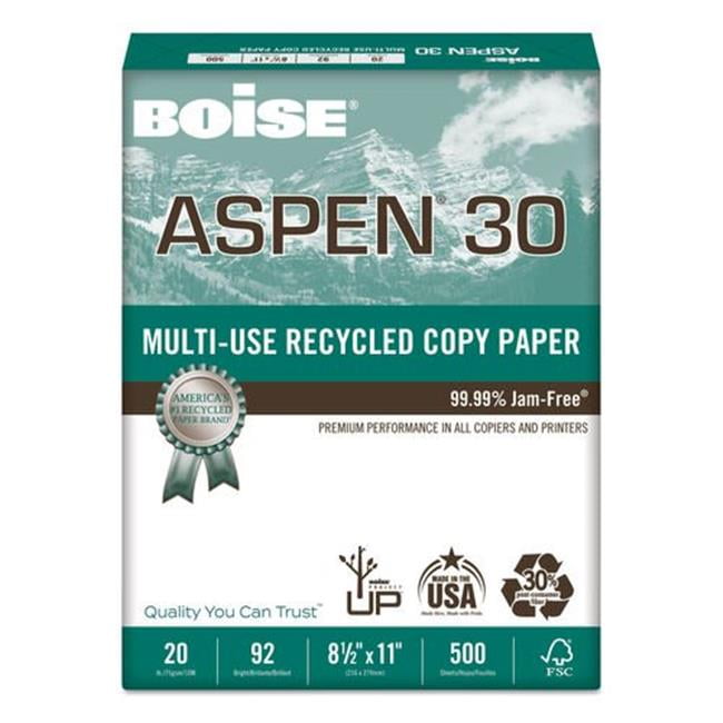 BOISE ASPEN 30 Recycled MultiUse Copy Paper, 8.5" x 11" Letter, 92