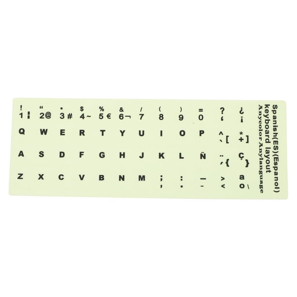 1 hoja de pegatinas para teclado que brillan en la oscuridad. Pegatina de repuesto para teclado español.