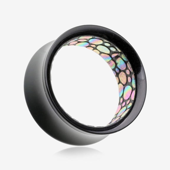 A Pair of Abalone Pattered Lining Acrylic Double Flared Tunnel Plug